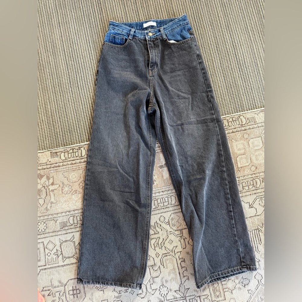 Women's Blue and Gray wide leg Jeans